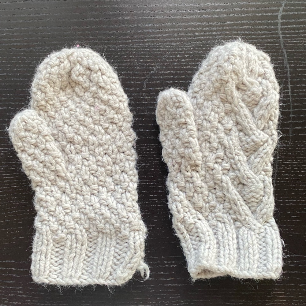 White Cream Mittens Knit Mittens Super Warm